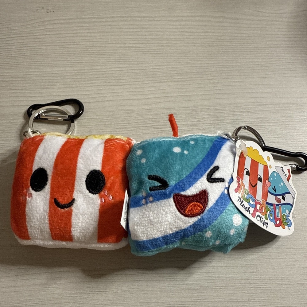 Inseparables Popcorn & Soda Plush Clip Keychains Set Cute Kawaii NWT